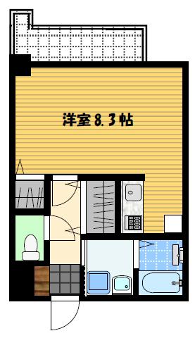 ディノ馬町(ワンルーム/3階)の間取り写真
