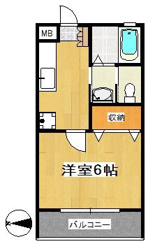 ピュアコート高橋(1K/2階)の間取り写真