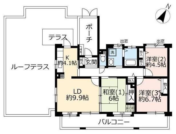 ガーデンコート清瀬3号棟(3LDK/7階)の間取り写真