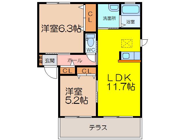 ジョイコート(2LDK/1階)の間取り写真