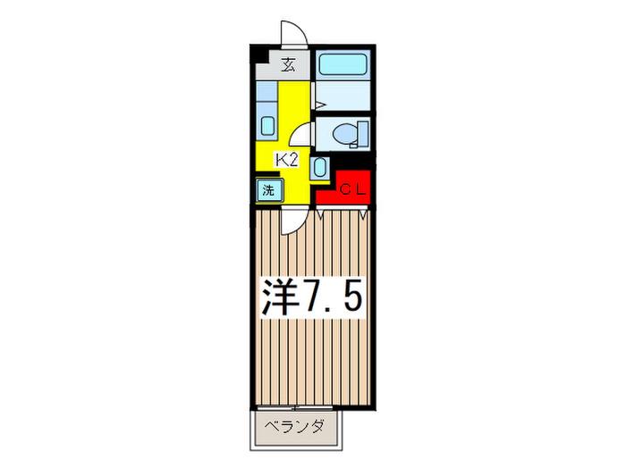 ソレイユIII(1K/2階)の間取り写真