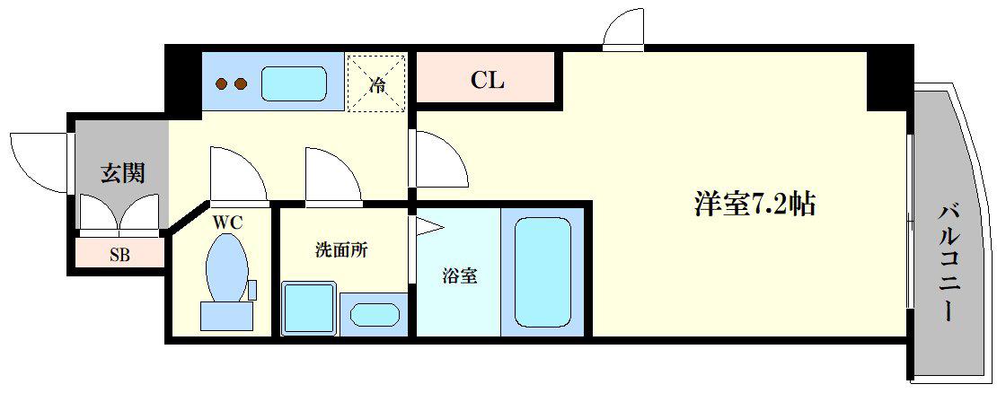 エスリード西九条レジデンス(1K/11階)の間取り写真