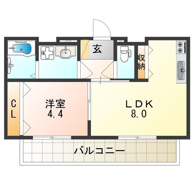 オーベルジェ・DE・田辺(1LDK/2階)の間取り写真