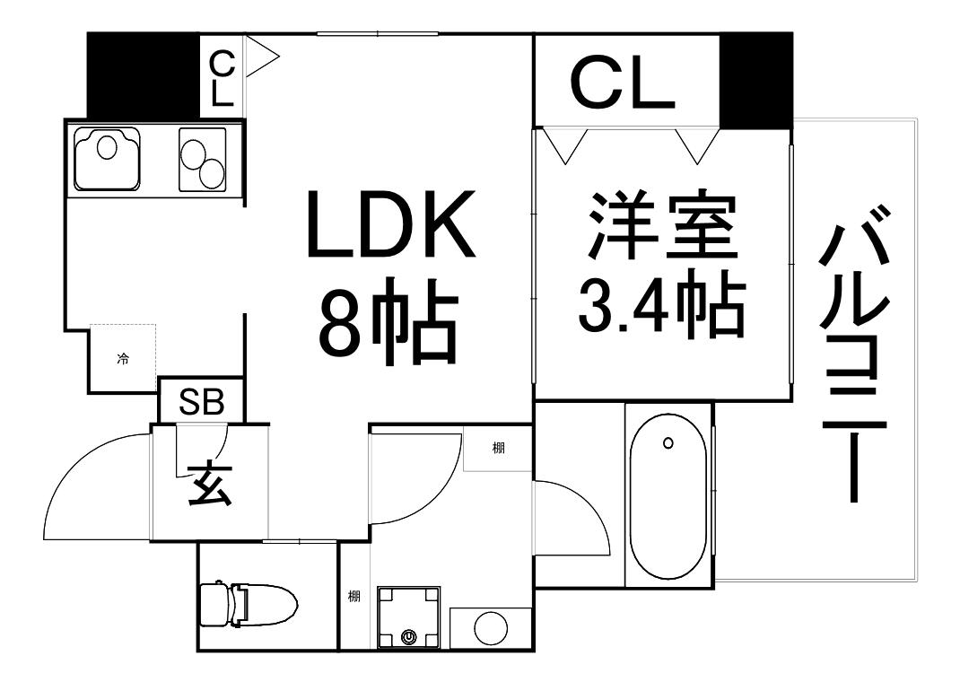 ウィステリア大阪天満宮(1LDK/6階)の間取り写真