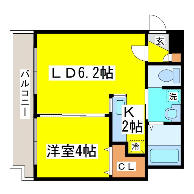 VILLAGE北大通壱番館(1LDK/8階)の間取り写真