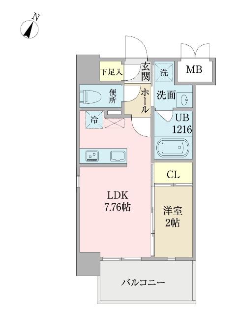 プロシード日赤通(1LDK/7階)の間取り写真