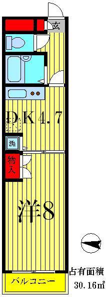 レジデンスクラモト(1DK/4階)の間取り写真