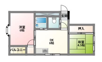 ビシェンテ23(2DK/4階)の間取り写真