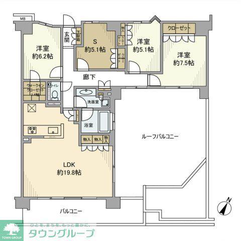ローレルコート鷺沼(3SLDK/8階)の間取り写真