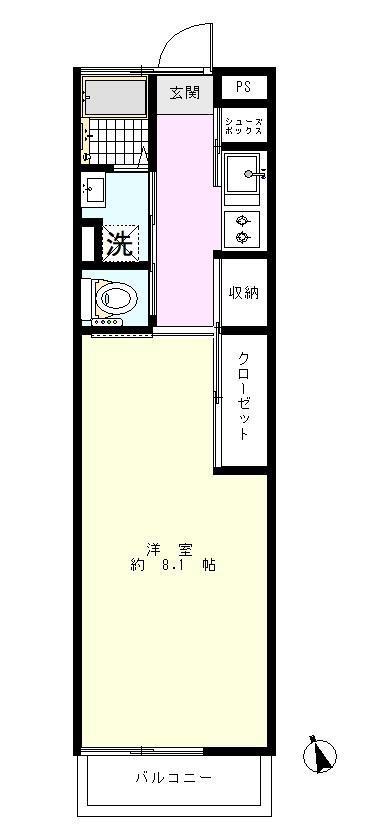 ビラ二俣川(1K/2階)の間取り写真