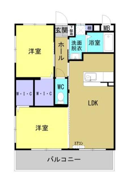 都城天神町YマンションII(2LDK/5階)の間取り写真