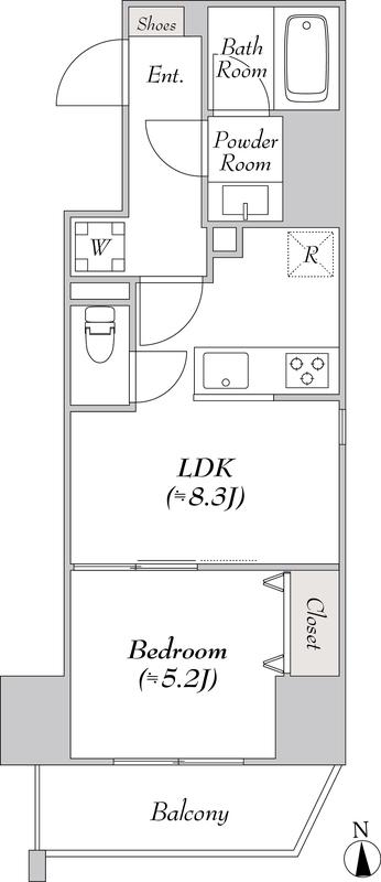 ALTERNA文京湯島(1LDK/9階)の間取り写真