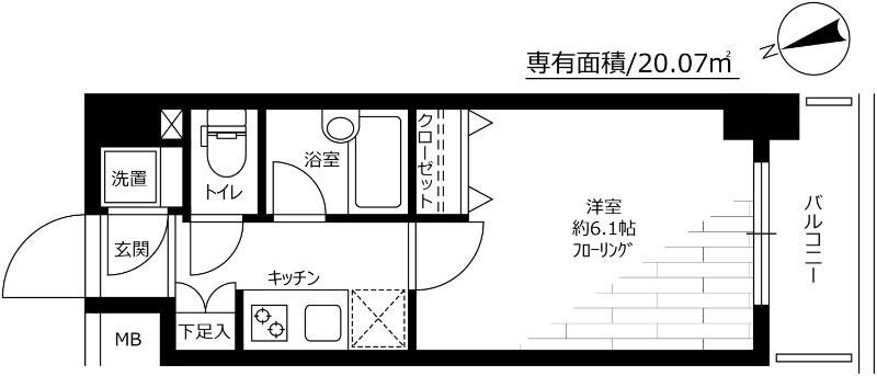 パレステュディオDIMT大森(1K/6階)の間取り写真
