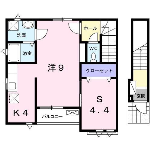 ラシャンス(1SK/2階)の間取り写真