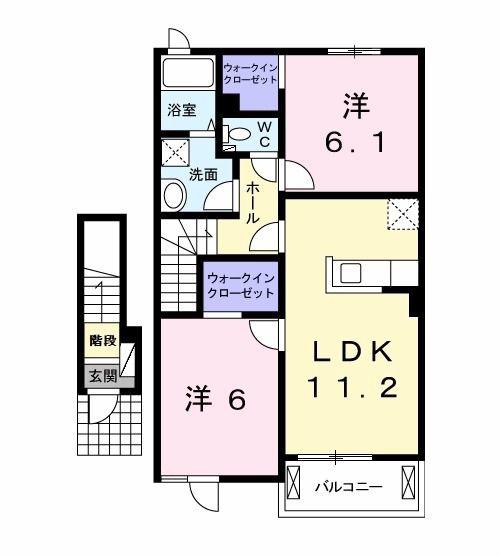 アルメリア(2LDK/2階)の間取り写真