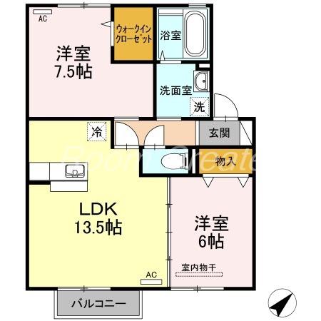 シャルムコート(2LDK/1階)の間取り写真