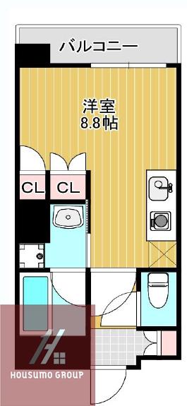 アスリート本町西(ワンルーム/8階)の間取り写真