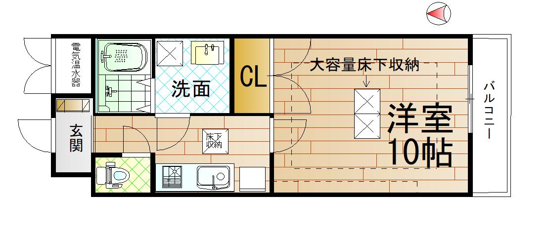 フィーノ(1K/1階)の間取り写真