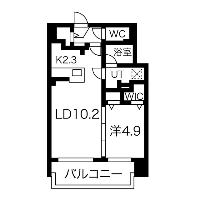F中の島(1LDK/10階)の間取り写真