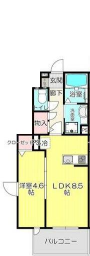 HILLS松山(1LDK/1階)の間取り写真