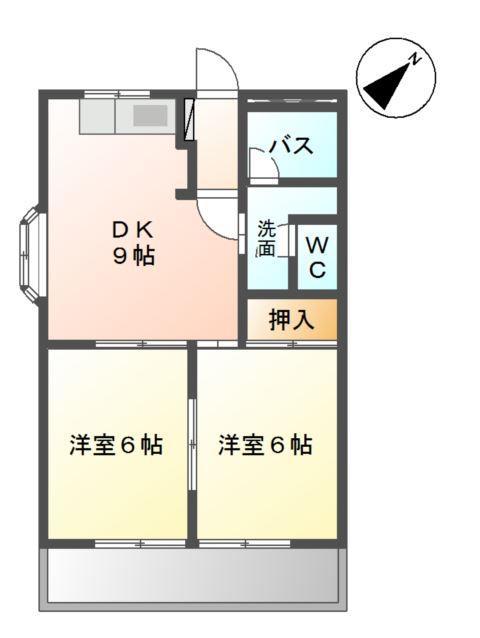 フォレストピアA(2DK/1階)の間取り写真