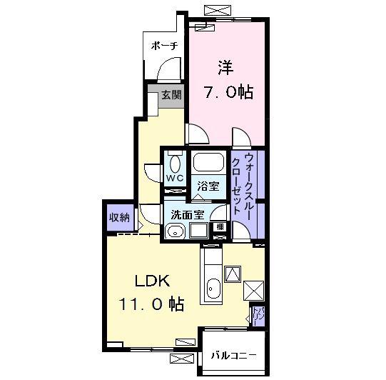 アロッジオ M I(1LDK/1階)の間取り写真