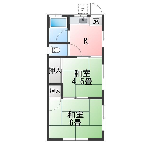 コーポ曷川(2K/1階)の間取り写真