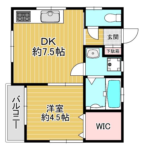 サンクレア広木(1DK/2階)の間取り写真