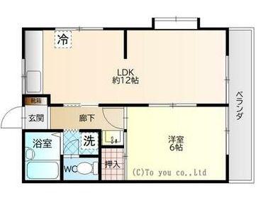 GRAND BLEU A棟(1LDK/1階)の間取り写真