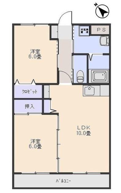 サントリーニ・マンション(2LDK/2階)の間取り写真