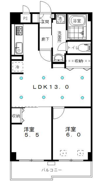 ケンハウス(2LDK/3階)の間取り写真