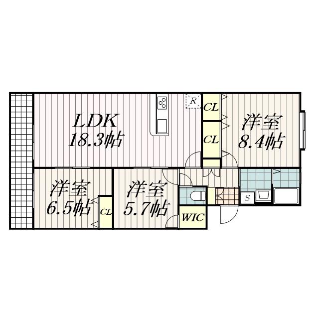 クロチェヴィーア(3LDK/2階)の間取り写真