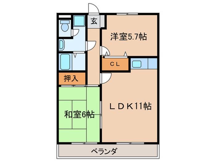 マンションムラテ(2LDK/1階)の間取り写真