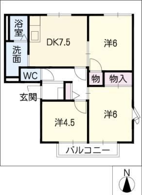 パークハイム末広(3DK/1階)の間取り写真