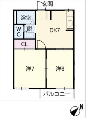 フレグランス神戸C棟(2DK/1階)の間取り写真