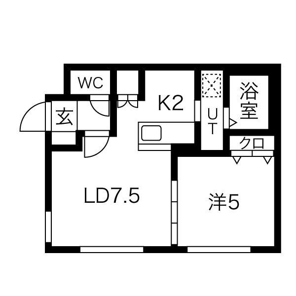 メゾンリエル(1LDK/1階)の間取り写真