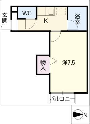 ハイツ春岡AIKA(1K/2階)の間取り写真