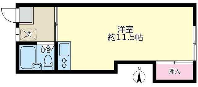 ホワイトハイム(ワンルーム/1階)の間取り写真