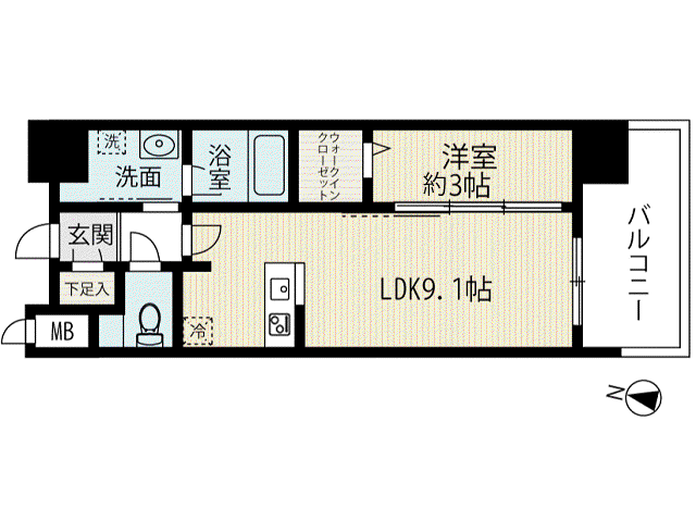 YBF MANSION I HARUYOSHI(1LDK/14階)の間取り写真