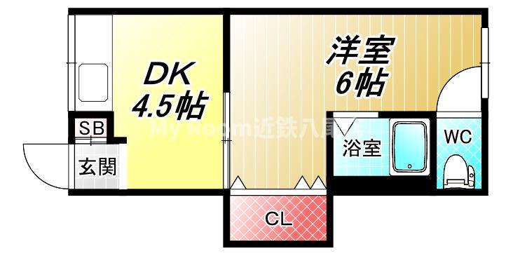 北山文化(1DK/2階)の間取り写真
