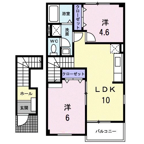 グリーンフォレストA(2LDK/2階)の間取り写真
