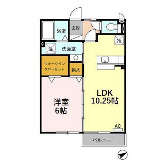 ラ・セーヌいみず(1LDK/1階)の間取り写真