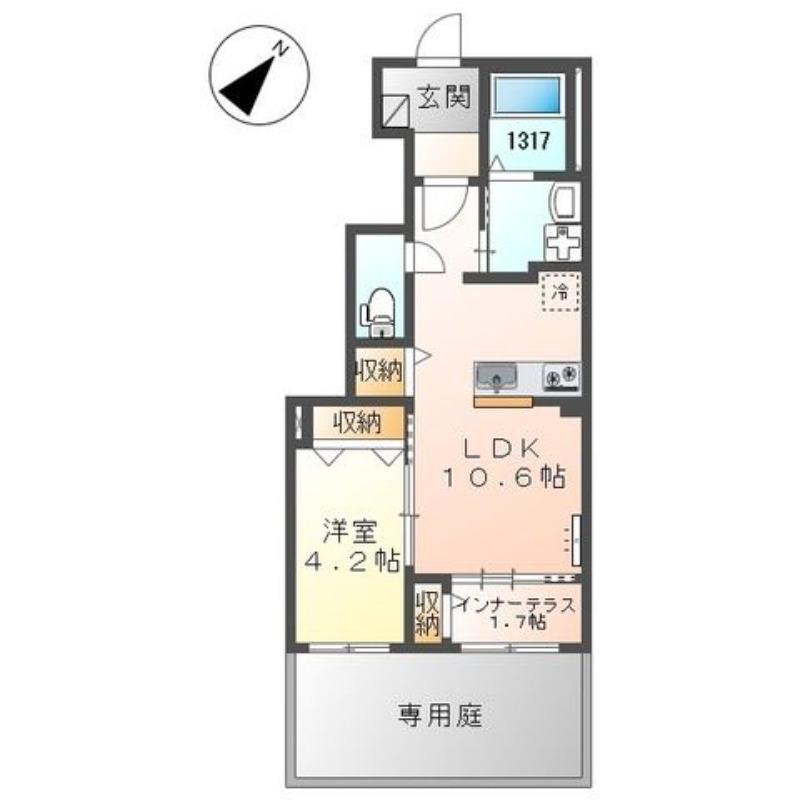 ソフィア カルディア(1LDK/1階)の間取り写真