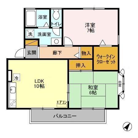 ネオハイツ・ハチヤ(2LDK/1階)の間取り写真