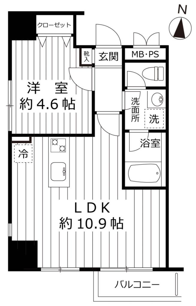 ヒルズコート本郷(1LDK/3階)の間取り写真