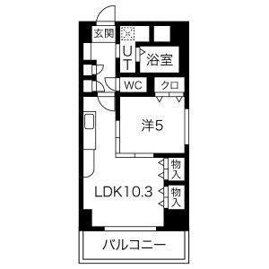 プレステージ新栄(1LDK/9階)の間取り写真