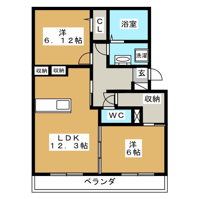 MELANZANA(2LDK/1階)の間取り写真
