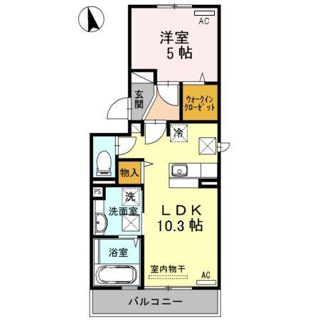 エスポワール中村(1LDK/1階)の間取り写真