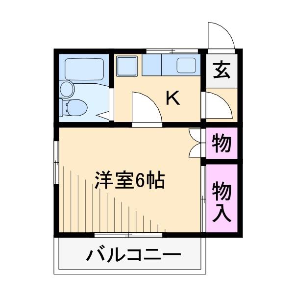 グリーンヤード大倉山B(ワンルーム/2階)の間取り写真