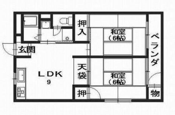 小川マンション(2LDK/3階)の間取り写真